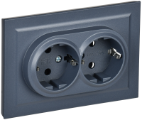 BRITE Розетка двойная с заземлением без защитных шторок 16А в сборе РС12-3-БрМ маренго IEK BR-R21-16-K35-F