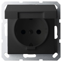 Розетка SHUKO Jasmart с крышкой с защитными шторками черный матовый (soft touch) 16A 250V 2P+T G5505PB