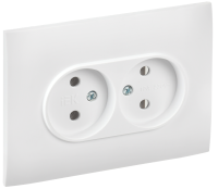 SKANDY Розетка 2-местная без заземления без защитных шторок 10А в сборе SK-R10W арктический белый IEK SK-R20-10-K01-F