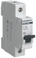 Автоматический выключатель ВА47-29М 1P 16А 4.5кА C GENERICA IEK MVA21-1-016-C-G