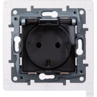 Розетка с заземлением IP44 - Legrand Etika - со шторками с защитной крышкой 16А 250В винтовые зажимы - алюминий Legrand/Daccord 672426