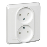 ЭТЮД Розетка двойная скрытая без заземления со шторками белая Systeme Electric PC16-006B