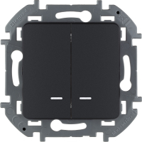 Выключатель двухклавишный с подсветкой/индикацией INSPIRIA 10 AX 250 В~ антрацит Legrand/Daccord 673633