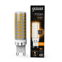 Лампа светодиодная Gauss G9 6.5W 3000К прозрачная 107309106 GAUSS