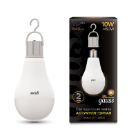 Лампа светодиодная аккумуляторная Gauss E27 10W 3000K матовая 102402100 GAUSS