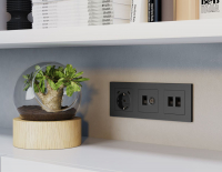 Комплект мех-ма розетки компьютерной + TV оконечной RJ-45 с автоматической защитной шторкой Alfa Графит мягкое касание Quant Ambrella Volt MA912510 (AP9125, VM195)