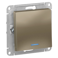 Выключатель одноклавишный ATLASDESIGN с подсветкой схема 1а 10АХ механизм шампань Systeme Electric ATN000513