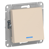 Переключатель одноклавишный ATLASDESIGN с подсветкой схема 6а 10АХ механизам бежевый Systeme Electric ATN000263