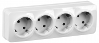 GLORY Розетка четырехместная наружная с заземлением белая IEK ERH41-K01-16