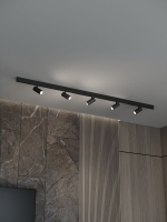 Трековая система со светильниками №3 трехфазная накладная Eldeko (48В, форма - прямая, 2м, 3000K) черная Hesby Lighting HSBL_kompl_E003_NI2B3K