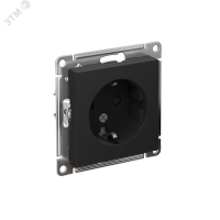 Розетка ATLASDESIGN с заземлением со шторками 16А механизм карбон Systeme Electric ATN001045