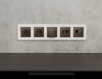 Комплект механизма электрической розетки 2USB С+C 20W с/з на винтовых зажимах 16A-250V Alfa Темная бронза матовый Quant Ambrella Volt MA640510 (AP6405, VM165)