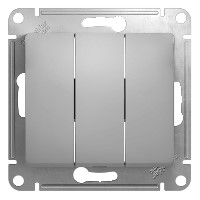 GLOSSA Выключатель трехклавишный в рамку алюминий схема 3 Systeme Electric GSL000331
