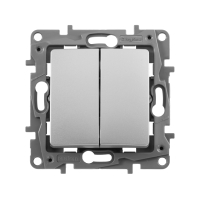 ETIKA Выключатель двухклавишный автоматические клеммы 10 AX 250 В алюминий Legrand/Daccord 672402