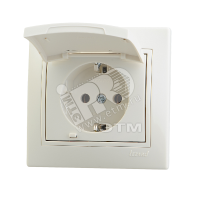 MIRA Розетка с заземлением с крышкой бежевая Lezard 701-0303-123