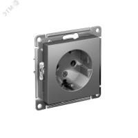 Розетка ATLASDESIGN с заземлением 16А механизм сталь Systeme Electric ATN000943