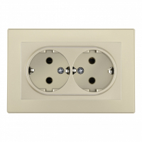 Розетка двойная с/з и шторками Arte Milano SET06-double-40-2 shampan