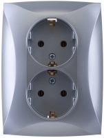 ДУЭТ Розетка двойная с заземлением серебро Schneider Electric WDE000324