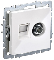 BRITE Розетка двойная TV+RJ45 кат.5E РТВ/РК12-БрКр белый IEK BR-AK20-1-K01