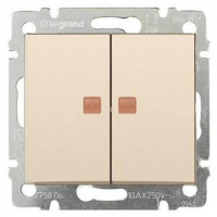 Переключатель двухклавишный Legrand Valena 10A 250V с подсветкой слоновая кость 774113