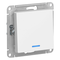 Выключатель одноклавишный ATLASDESIGN с подсветкой схема 1а 10АХ механизм белый Systeme Electric ATN000113