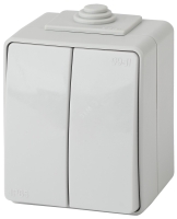 Выключатель двойной IP65, 10АХ-250В, ОУ, Эра Эксперт, серый,11-1604-03 ЭРА Б0035976