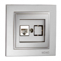 Розетка компьютерная Rj45 Cat6 Mono Electric Despina серебро 102-212105-125