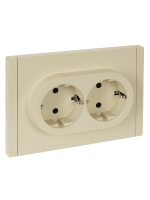FORTE&PIANO Розетка 2-местная с заземлением с защитными шторками безвинтовое крепление 16А FP423 ваниль IEK FP-R24-16-1-K10