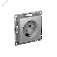 Розетка ATLASDESIGN с заземлением 16А механизм алюминий Systeme Electric ATN000343