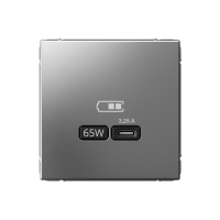 ARTGALLERY USB розетка тип-С 65Вт высокоскор.заряд. QC, PD, механизм, сталь Systeme Electric GAL000927