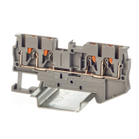 Клемма проходная , зажим push-in, 4 точки подключения, 2.5 кв.мм, серая DKC VPR-2.5-QUATTRO-GY