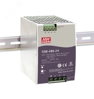 Блок питания AC-DC, 480Вт, ККМ, 3-х фазный, вход 340-550В AC, 47-63.480-780В DC, выход 24В,20A, рег. вых 24-28В, в кожухе на DIN-рейку Mean Well TDR-480-24 Т02601742