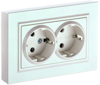 BRITE Розетка двойная с заземлением без защитных шторок 16А в сборе РС12-3-БрЖ жемчуг IEK BR-R21-16-K36-F