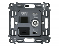 Механизм розетки компьютерной + TV оконечной RJ-45 (8P8C) CAT6/50-870 MHz 1dB с автоматической защитной шторкой QUANT Ambrella Volt VM195