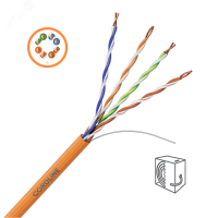 Витая пара СORDLINE U/UTP 4 пары 5e Сu 24A        G(0.51мм) вн.LSZH орн.305м Cordline CL-CuI5E04U-051SO-LSZH-OR-305 УТ-00000440