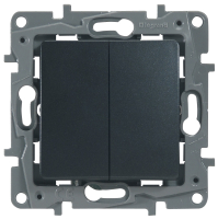 ETIKA Переключатель двухклавишный антрацит автоматические зажимы 10AX Legrand/Daccord 672612