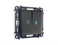 Комплект механизма 2-кл выключателя с подсветкой Ambrella Volt Alfa MA904020