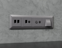 Комплект механизма розетки компьютерной + TV оконечной RJ-45 с автоматической защитной шторкой Alfa Сталь матовый Quant Ambrella Volt MA512510 (AP5125, VM195)