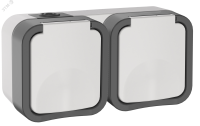 Розетка 2-местная горизонтальная TORS 16А IP55 белый IEK TS-R26-16-55-G-K41