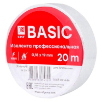 Изолента класс А (профессиональная) 0.18х19мм 20м белая Simple EKF plc-iz-a-w