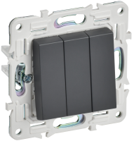 SKANDY Выключатель 3-клавишный 10А SK-V11T титан IEK SK-V30-0-10-K48