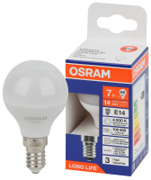 Лампа светодиодная LED 7Вт Е14 4000К 600Лм шар 220В (замена 60Вт) OSRAM LEDVANCE 4099854186455