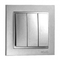 Выключатель трехклавишный Mono Electric Despina 10А 250В серебро 102-212122-114