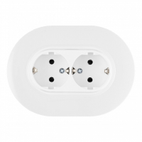 Круглая розетка двойная с/з и шторками Arte Milano SET08-double-40-2 white