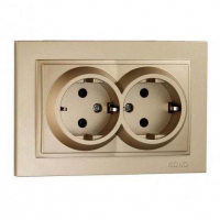 Розетка с заземлением двойная Mono Electric Despina 16А 250В титан 102-222204-120