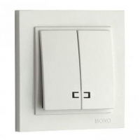 Выключатель двухклавишный с подсветкой Mono Electric Despina 10А 250В белый 102-190025-103