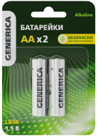 Батарейка щелочная Alkaline LR06/AA (2шт/блистер) GENERICA IEK ABT-LR06-ST-L02-G