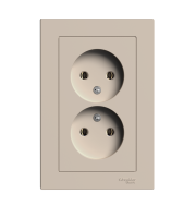 ATLASDESIGN РОЗЕТКА двойная без заземления,16А, в сборе, ПЕСОЧНЫЙ Systeme Electric ATN001220