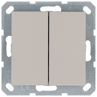 Выключатель двухклавишный перекрестный 10A 250V с накладкой, цвет Тауп Jasmart G3014T