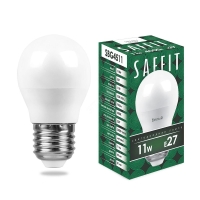 Лампа светодиодная LED 11вт Е27 белый матовый шар SAFFIT SBG4511 55139